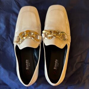 Blondo Cream Loafers with Gold Accent